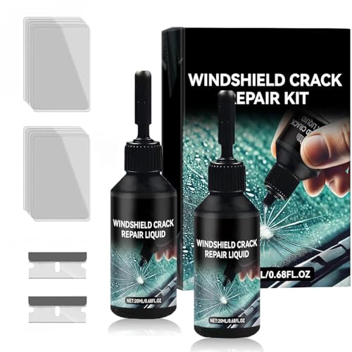 Steinschlag Reparaturset Windschutzscheibe, 2 Stück Windschutzscheibe Reparaturset, Windshield Crack Repair Formula, Cracks Gone Glass Repair Kit, Zur Reparatur Langer Rissen, Löchern, Rissen (A)