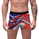 WKAYsIV Boxershorts Netz Herren Unabhängigkeitstag, 3D-Bedruckt, atmungsaktiv und bequem, mittlerer Bund mit Taille, Boyshort-Unterwäsche Herren Boxershorts Nahtlos (S)