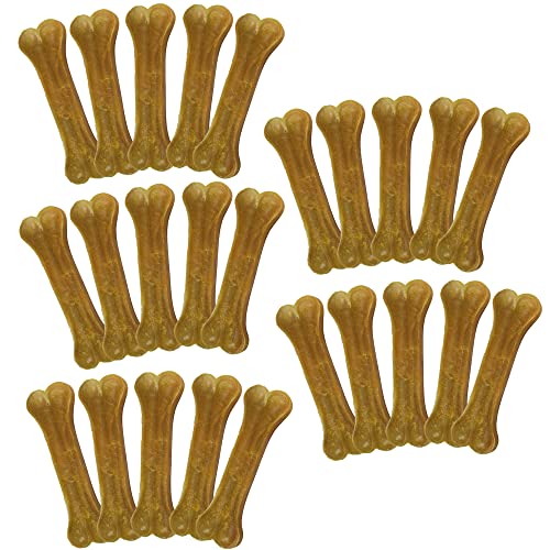 Schecker Kauknochen - ca.17cm ca. 90g - 25 Stück - aus gepresster Rinderhaut - 1. Wahl - sauber gepresst - Hundeknochen