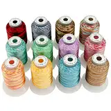 New brothread 12 Multi Farben Polyester Maschinen Stickgarn 500M (550Y) für Brother/Janome/Singer/Babylock/Kenmore/Bernina/Husqvaran Stickereimaschine-Sortiment 2