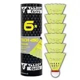 Talbot-Torro® Badminton Ball Tech 450, 6er Dose, Gelb, Geschwindigkeit Rot/Schnell, Premium-Nylonfederball, Federball Shuttle, Federbälle, Shuttlecocks, Nylonshuttles, für Indoor & Outdoor Federball & Badminton