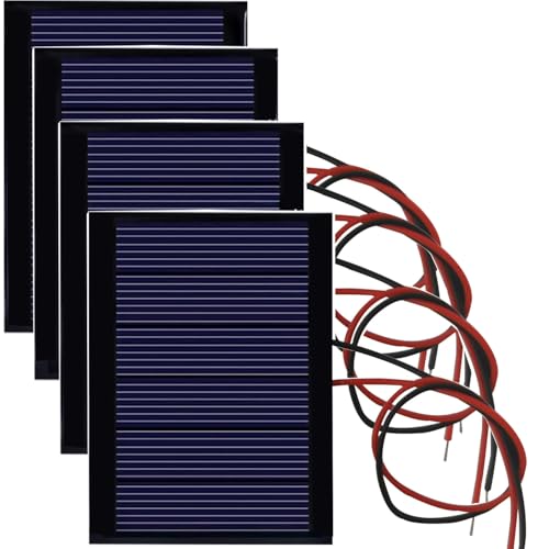 RUNCCI-YUN 4Stück 3 V, 65 x 48 mm Mikro-Mini-Solar-Panel-Zellen Sonnenkollektor für Sonnenenergie, Heimwerken, DIY, Wissenschaft Projekte - Spielzeug - Akku-Ladegerät Polykristallin Solarpanel