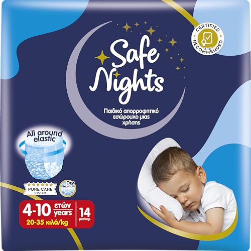 Babylino Safe Nights Boy, Höschen für die Nacht, für Kinder von 4-10 Jahren (20-35 kg), 14 Stück