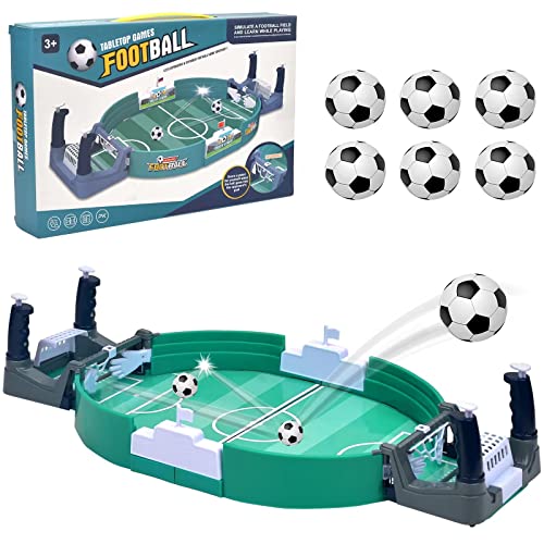 xinrongda Interaktives Tischfußballspiel mit 6 Fußbälle, Mini Tischkicker Desktop Spielzeug Tisch Fußball Kit, Fußball Geschenke für Jungs, Interaktive Brettspiele für Kinder Erwachsene