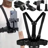 SUQ Multifunktions-Handy-Brusthalterung Gurthalter Verstellbarer Handy-Clip-Halter Handy-Selfie-Fixierungshalterung Fit für Sportkamera, Handy usw，Action-Kameragurte,Action Kamera Zubehör