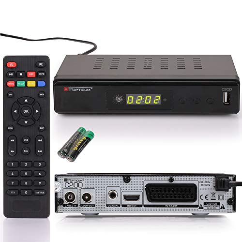 RED OPTICUM C200 HD Kabelreceiver mit Aufnahmefunktion PVR I Digitaler Kabel-Receiver HD - EPG - HDMI - USB - SCART - Coaxial Audio I Receiver für Kabelfernsehen I DVB-C Receiver schwarz