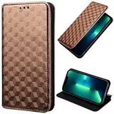 für Motorola Moto G15/G15 Power Hülle, Magnetisch Folio Flip Wallet Glizter Leder Standfunktion Kartenfach Schutzhülle Tasche mit Brieftasche Hülle für Motorola Moto G15/G15 Power Braun