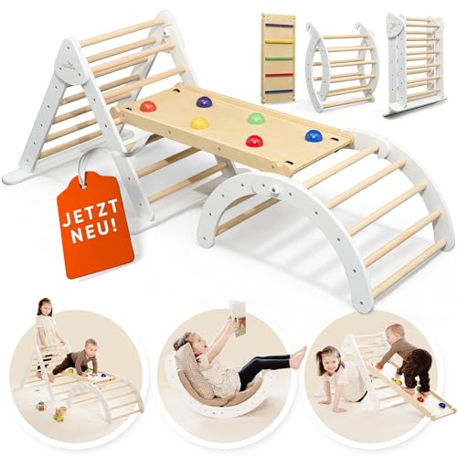 Lululearn® Kletterdreieck, Kletterbogen & Rampe [FALTBAR] ideal für Indoor & Garten - Klettergerüst ab 1 Jahr, Montessori Spielzeug für aktives Lernen - Jetzt Entdecken! (Weiß)