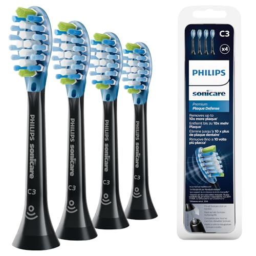 Philips Sonicare Original C3 Premium Plaque Defence Standard Schallzahnbürstenköpfe - 4er-Pack in Schwarz (Modell HX9044/33)