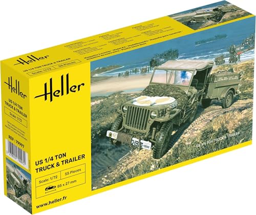 Heller 79997 Modellbausatz Willys MB Jeep & Trailer, 1:72
