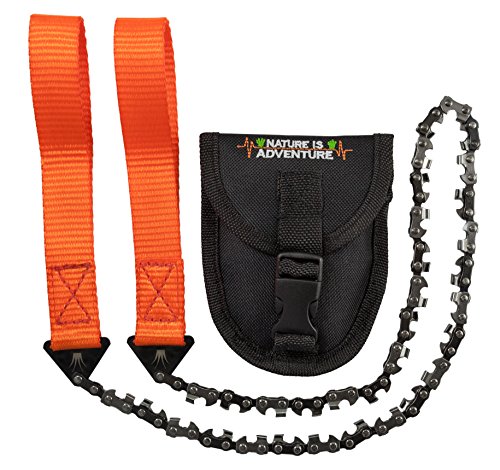 Nature is Adventure Mehr Biss mit 33 Zähnen aus Carbonstahl Handkettensäge inkl. Gürteltasche - Premium Survival AST-Säge Gartensäge für Camping, Garten & Outdoor-Zubehör