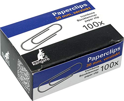 Kangaro Briefklammern 30mm rund Box 100 Stück. verzinckt, 5.5x4x2