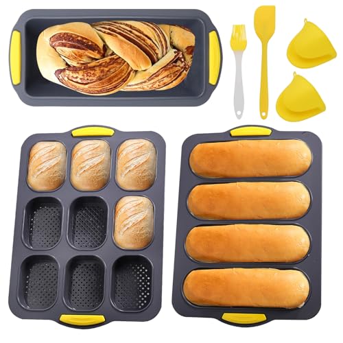 Silikon Brötchen Backform – Non-Stick & Hitzebeständige Backform für selbstgemachtes Brot, Silikon Brotbackform für Baguettes, Vollkornbrot, Hotdogs – Spülmaschinenfest & Mikrowellengeeignet (3)