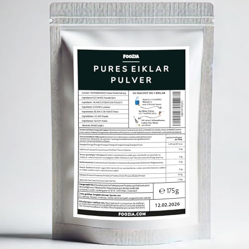 Eiklarpulver Pures Eiklar Pulver Eier aus Österreich Egg White Powder Eiklar flüssig Pulverisiert Ei Protein von Foozia (175 g)