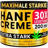 HANF CREME EXTRA STARK 200ml Gel | Gelenk & Muskel Premium Ultra Konzentrierte Natur Gele | Nacken Schultern Ellbogen Rücken Hüften Knie Handgelenke Hände Füße Knöchel, Hanföl Kampfer Menthol Rosmarin