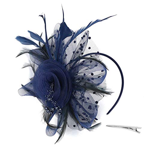 YWLINK 1920er Jahre ZubehöR Stirnband Klassisch Fascinators Hut Blume Mesh BäNder Federn Auf Einem Stirnband Cocktail Tea Tanzparty Party Retro Headwear FüR MäDchen Und Damen