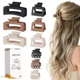 Kleinen Haarklammer Set - 8pcs Haarspangen für Damen Mädchen- 2 Stile Hair Claw Clips mit 4 Stück rechteckige matte Haarklammer+ 4 Doppelreihen mit 1,6 in Zinken(Braun 9)