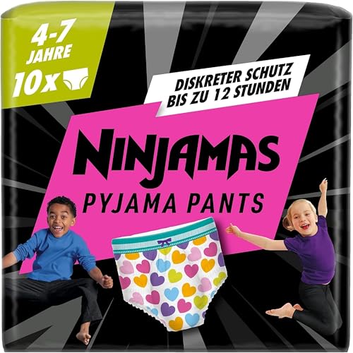 Ninjamas Pyjama Pants Herzen, 10 absorbierende Nachthöschen, 7 Jahre, 17kg-30kg