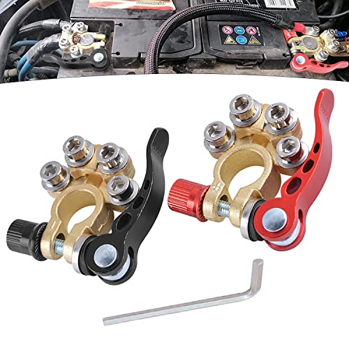 2pcs Batterieklemmen Scherlast Polklemmen Autobatterie Battery Terminal 4-Weg Auto Anschlüsse Schnellverschluss 12/24V Steckverbinder Positiver und negativer Batterieanschluss für Pkw Lkw Boot Motorad