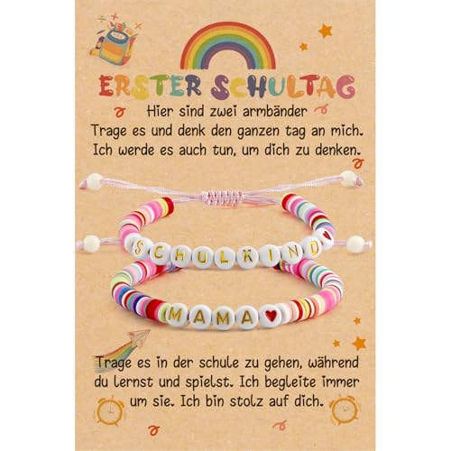 Schulanfang Geschenke für Mädchen,Mutter Tochter Armband Einschulung,Armband Einschulung,Geschenk zur Einschulung Mädchen,Einschulungsgeschenke für Mädchen,Geschenke zur Einschulung,Schulkind 2024