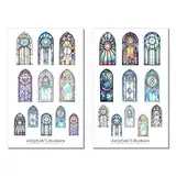 Kirchenfenster Sticker Set - Journal Sticker, Planer Sticker, Aufkleber, Magie, Märchen, Bunt, Schloss, Burg, Kirche