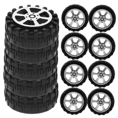 Garneck 30 Stück Miniatur Reifen Für Spielzeugautos – Gummireifen Mit Achse Für LKW Modelle Und RC Fahrzeuge - Ideal Für DIY Bastelprojekte Und Modellbau - Durchmesser 42mm