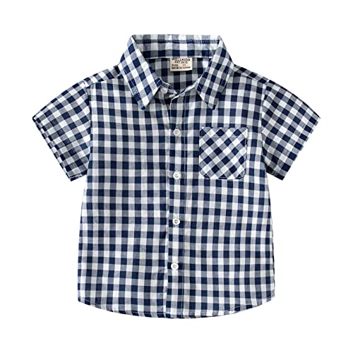 Generisch Trachtenhemd Baby 86 Junge Karierte Hemden Für Kinder Kurzarm Revers Bügelfreie Kurzarmhemden Sommer Hemdjacke Jungen Holzfällerhemd Kleinkind Freizeithemd Kariertes Hemd Mit Brusttasche