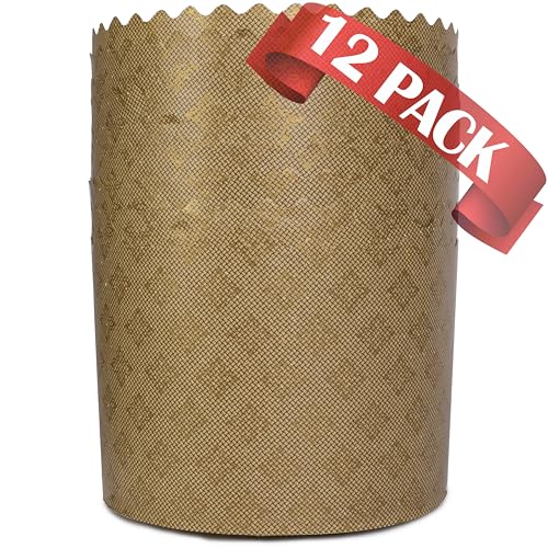 Panettone-Papierform, 340 ml, hellbraun, rund, antihaftbeschichtet, Osterbrotpapierform, Standard-Braun-Design, B 10 x H 8 cm, 12 Stück SHSH trade group