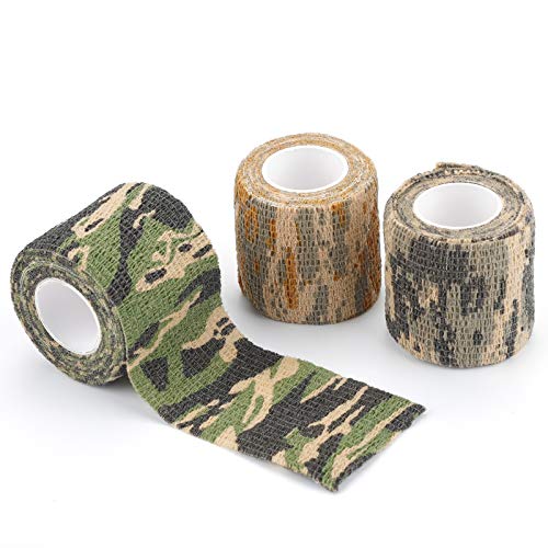 Rybtd 3 Rollen Outdoor Tarnband selbsthaftend Camouflage Tape 5 cm*4,5 m Camo Tape Tarnung Klebeband für Schrotflinten Jagd Camping