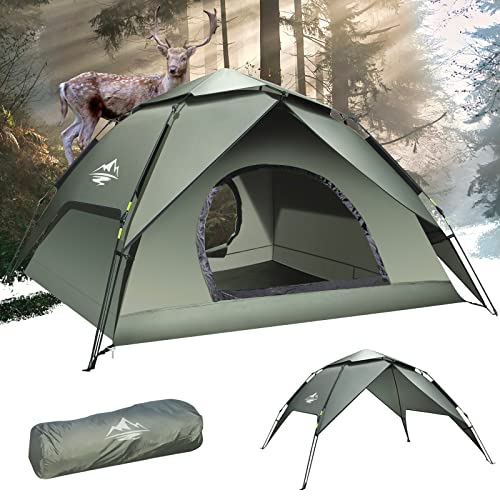 Camping Zelt Automatisches Sofortzelt 2-3 Personen Pop Up, Doppelschicht Wasserdicht & Winddichte Ultraleichte Kuppelzelt UV Schutz Einfache Einrichtung für Trekking, Familien, Rucksackreisen