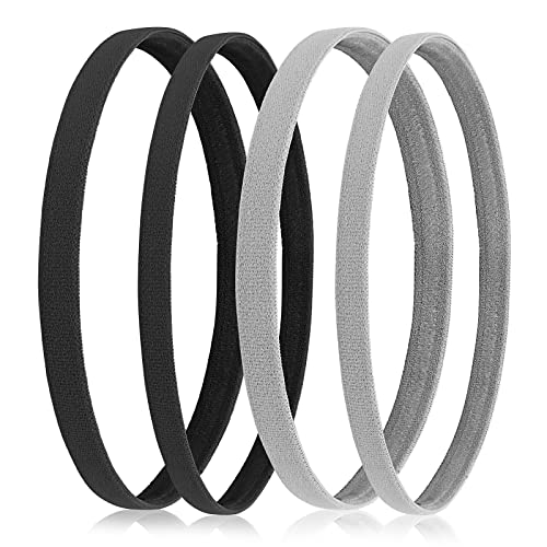 Sibba 4 Stück Sport Stirnband Elastisch Dünn rutschfest Silikongriff Skinny Yoga Training Sport-Stirnbänder Fußball Schweißband Kopfbedeckung für Jungen Männer Mädchen Frauen