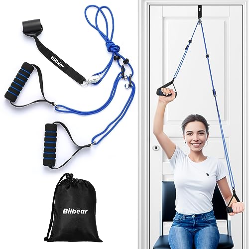 Schultertrainer Pulley für die Physiotherapie zu Hause,Schulter Physiotherapie Seilzug für Rehabilitation/Schulter Trainer,Über der Tür angebrachtes Flaschenzugsystem für Schulterübungen(Blau)