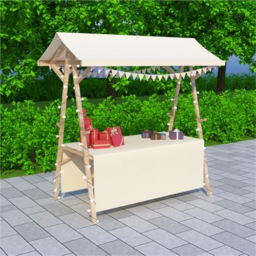 Marktstand, Imbisswagen Mobile Food Cart Vendor, White Farmers Market Stalls/Booth for Festivals & Beaches, Wooden Kiosk 120x60cm 150x60cm, Foldable Concession Stand(No wheels,120x60cm/47.2x23.6in)