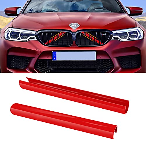 TTCR-II 2PCS Frontgrill Einsatz,Streifen Kühlergrill Einsätze Zierleiste, Kompatibel mit BMW 1er 2er 3er 4er 5er 6er 7er, F20 F21 F22 F23 F30 F31 F32 F33 F36 G30 G32 G11 G12 G14 Grill Streifen(Rot)