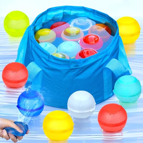 2024 Neueste Wasserbomben Wiederverwendbare,8 Stück Schwimmt Wasserbomben Selbstschließend,Schnelle Wiederbefüllbare Wasserballons Wasserspielzeug für Kinder,Sommerspielzeug für Outdoor-Aktivitäten