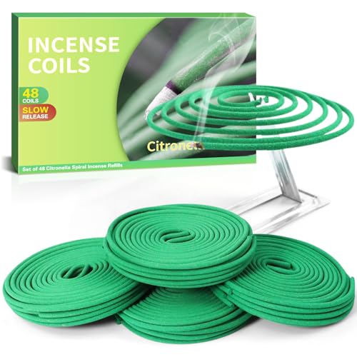 LA BELLEFÉE Citronella Räucherspirale für Indoor und Outdoor, 48 Spirale + 1 Einfacher Halter