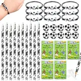 Ezydka 40 Stück Mitgebsel Fussball Set Kinder Fussball Mitgebsel 10 Fußball Bleistifte 10 Radiergummi Fussball 10 Fußball Armbänder 10 Fußball Flipperspiel für Give Aways Kindergeburtstag Jungen