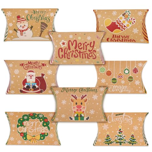 COLOFALLA 24 Stück Weihnachten Geschenkbox Klein Kraftpapier Geschenkschachtel Merry Christmas Süßigkeiten Box Schachtel Geschenkkarton Deko für Weihnachten Geschenke