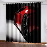 3D Rotes Cooles Auto Vorhang Mit Ösen 150 X 166 cm Mikrofaser Gardinen Blickdicht Verdunkelungs Scheibengardinen 2 Stücke Für Wohnzimmer Schlafzimmer Kinderzimmer Jugendzimmer -5I0K+O6U