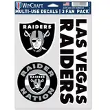 WinCraft NFL Oakland Raiders Aufkleber, Mehrzweck-Fan, 3 Stück, Teamfarben, Einheitsgröße