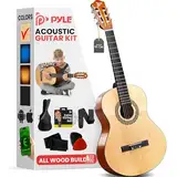 Pyle Gitarre, ¾- Akustik Gitarre, Kindergitarre- Inkl. Stimmgerät, Gigbag, Nylonsaiten, Plektrum & Gurt, 91,4cm- Guitar- für Anfänger & Einsteiger, ¾ Gitarre- aus natürlichlichem Holz, Rechts