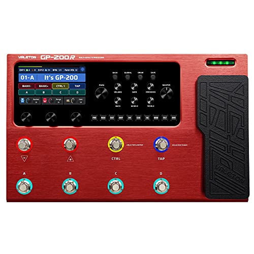 Valeton Effektpedal Multi-Effekte Gitarren Bass Prozessor Gitarren Bass Amp Modeling IR Cabinets Simulation mit FX Loop MIDI I/O Expression Pedal Stereo OTG USB Audio Interface Rot GP-200R