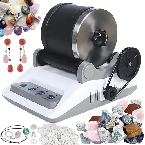 Rock Tumbler Machine, DIY Stone Polither Mit 7 -tägigen Timerknöpfen, Abnehmbarer Elektrischer Edelsteinschleifer Und Steinpolierkit Für Kinder Alle Altersgruppen