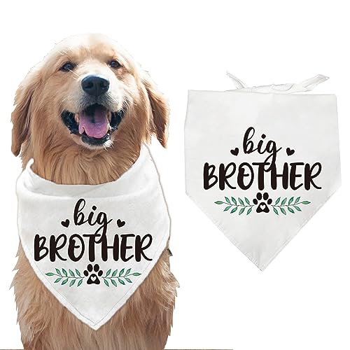 arricraft 1 Stück Haustier-Hundehalstuch, Weißes Baumwoll-Dreieck-Haustier-Bandana „Big Brother“ Mit Worten Pflanze Waschbar Für Zubehör Für Haustier großer Hund, 55x55x78cm