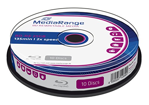 MediaRange BD-RE 25GB 2-fache Schreibgeschwindigkeit, wiederbeschreibbar, 10er Cakebox