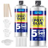 2K Epoxidkleber, 5 Minuten Kraftkleber - 100ml Transparent 2 Komponenten Epoxidharz Kleber Extra starker Klebstoff zum Kleben und Versiegeln von Metall, Kunststoff, Holz, Glas, Stein, Keramik