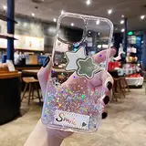 Miagon Crystal Glitzer Hülle für Samsung Galaxy S21,Süß Bling Klar Handyhülle Durchsichtig Sparkle Sterne Case Cover Slim Dünn Schutzhülle,Stern Klar