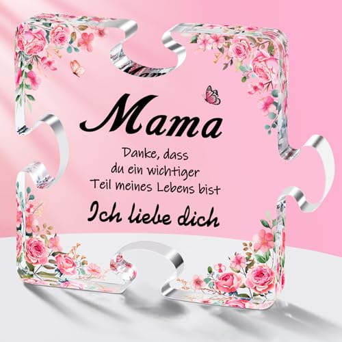 Winzwon Muttertagsgeschenk, Muttertagsgeschenke für Mama Oma, Geschenke für Mama, Acryl Puzzle Ornamente Mama Geschenk, Geburtstagsgeschenk für Mama, Weihnachtsgeschenke für Mama