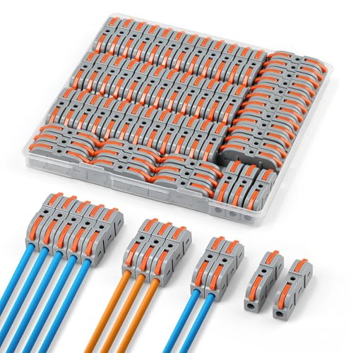 NEUTYPECHIC Kabelverbinder, 60 Stück Lüsterklemmen Steckbar, 0.08-4 mm² Kabelklemmen Elektro mit Betätigungshebel, 1Rein-1 Raus Flammhemmendes PA Verbindungsklemmen für Wohnungen, Fabriken, Baustellen