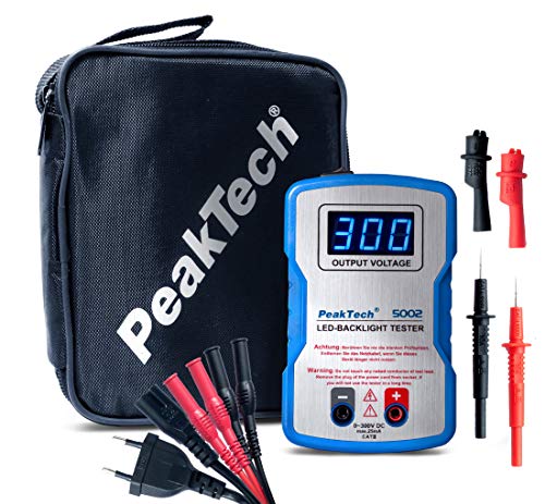 PeakTech 5002 – LED Tester 0-300V DC, LED Lampen und Bauteil Prüfer mit Softanlauf, TV Backlight Beleuchtungstester inkl. Zubehör, Testwerkzeug, Licht Reparatur, Automatische Ausgangsspannung